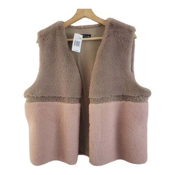 Madison 88 $159 Sz L/XL Fashion Vest Faux Fur-Courdroy Pink/Mauve Pockets - Picture 12 of 12